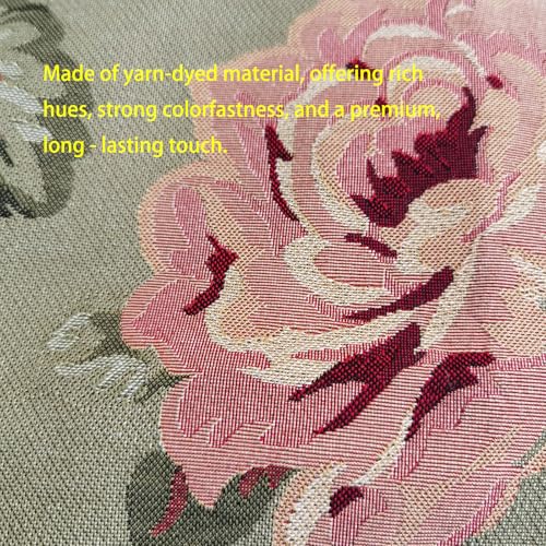 Jacquard Woven Floral Pillow Cover | Vintage Style Botanical Tapestry Cushion Case for Sofa Couch Bed Decor | Country Cottagecore Home Accent Throw Pillow Sham 18x18 Inch (Florals on Green Background) - color: Florals on Green Background