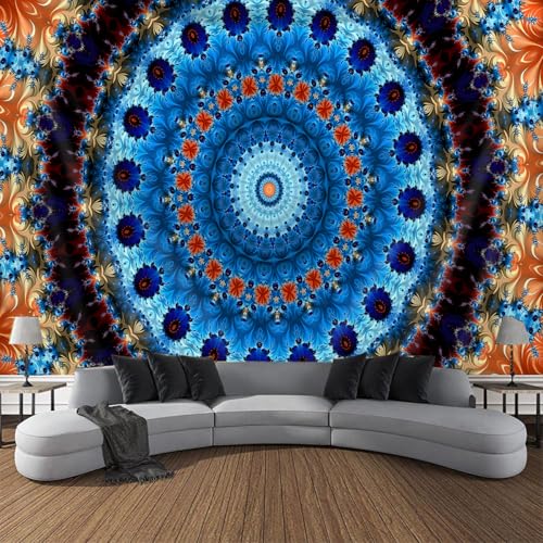 FENDROM Cool Colorful Mandal Tapestry Popular Handicrafts Indian hippie Bohemian Wall Hanging Aesthetic Floral Mandala Wall Art For College Bedroom Living Room Dorm Beach Throws Table Cloth - color: Y08, size: 90"L x 70"W