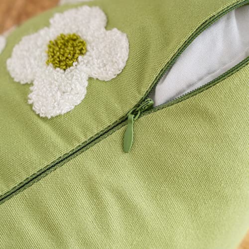 EMEMA Decorative Throw Pillow Covers Daisy Sun Flower Jacquard Pillowcase Cushion Case Square for Couch Sofa Bed Living Room Bedroom Set of 2, 18x18 Inch, Sage Green - color: A-sage Green, size: 18" x 18" (Pack of 2)