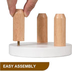 ARTORA Small Wooden Riser, Decorative Round Wood Desktop Plant Stand Mid Century Kitchen Counter Pedestal Stand for Centerpiece Pet Bowl Holder (White, 2 Pack)