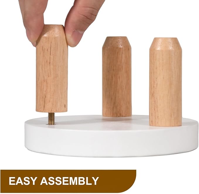 ARTORA Small Wooden Riser, Decorative Round Wood Desktop Plant Stand Mid Century Kitchen Counter Pedestal Stand for Centerpiece Pet Bowl Holder (White, 2 Pack)