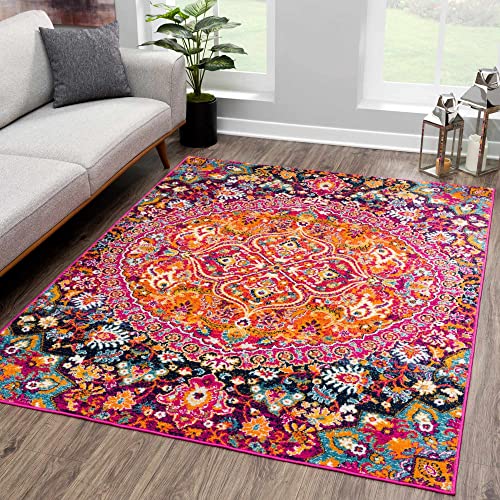 Hauteloom New Marlbora Living Room, Bedroom Area Rug - Traditional - Burgundy, Burnt Orange, Ivory - 5'3" x 7'3" - color: Burgundy, Burnt Orange, Ivory / New Marlboro, size: 5'3" x 7'3" (Rectangular)