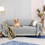 ROOMLIFE Minimal Design Grey Sofa Slipcovers Sectional Couch Covers Soft Chenille Sofa Covers for 2-3 Cushion Couch,Recliner Chair,Loveseat-Couch Cover for Dogs Pets, 71"x118"