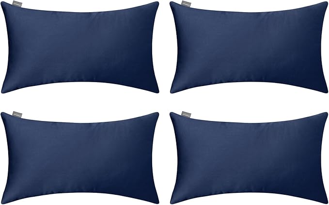 Thmyo 4-Pack 100% Cotton Lumbar Comfortable Solid Decorative Throw Pillow Case Rectangle Cushion Cover Sublimation Blank Pillow Covers Christmas DIY Throw Pillowcase(12x20inch/30x50cm,Midnight Blue)
