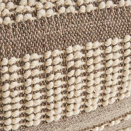 Foamma Pouf Ottoman Brown+Beige, 26"x26"x16.5" - Square Ottoman Foot Rest for Living Room and Bedroom, Pouf Footstool with Handcrafted Wool Cover, Foot Rest for Couch, Boho Furniture for Home - color: Brown + Beige