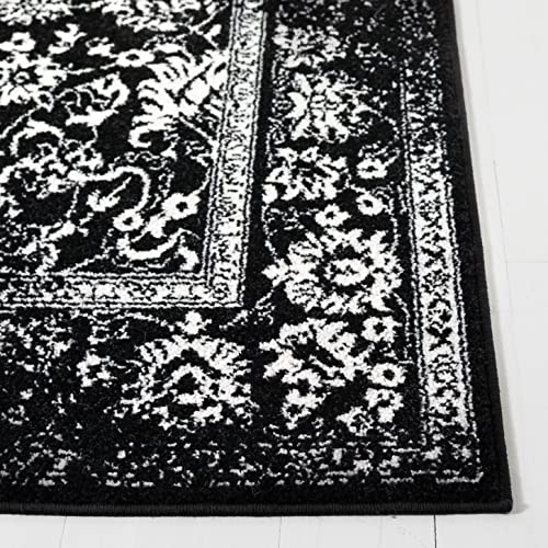 SAFAVIEH Area Rug 2x3 - Adirondack Collection - Black & Ivory, Distressed Vintage Floral Design, Non-Shedding & Easy to Clean, Ideal for Hallway, Foyer, Entryway, Accent Space (ADR109Z) - color: Black/Ivory, size: 2' x 3' (Rectangular)