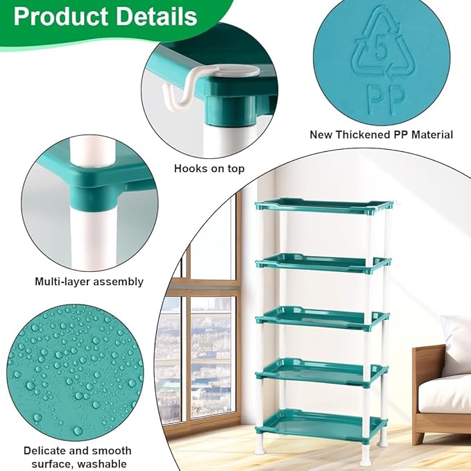 5-Tier Seed Starter Tray, Plant Stand Designed for Cell Trays and Small Pots for Gardening Indoor Outdoor Growing (Blue)