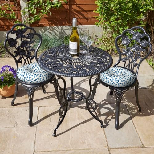 LVTXIII Outdoor Bistro Chair Cushions, 15"x15"x4" Round Patio Chair Cushions, All Weather Tufted Seat Cushions for Patio Furniture Use, Set of 2, Brush Blue - color: Brush Blue