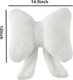 Bow Pillow Throw Pillows Butterfly Shaped Decorative Cute Pillows for Bed Sofa Cute Home Decor,White 14.5 * 12inch