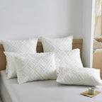 Standard Pillow Shams 2 Pack, Standard Size Pillowcases, Soft Microfiber Geometric Tufted Pillow Covers with Envelope Closure, Ivory, 20x26 Inches