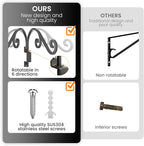 Swivel Plant Hangers Outdoor: 2 Pack 16 Inch Metal Hanging Plant Bracket Sturdy Wrought Iron Plant Hooks Indoor Wall Mount for Hanging Bird Feeders, Lanterns, Flower Baskets, Wind Chimes, Black