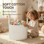 65L Extra Large Blanket Basket for Living Room - Woven Cotton Rope Laundry Hamper with Reinforced Handles - Storage Bin for Pillows, Comforters & Toys - Machine Washable,White