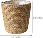 Vintage Decor Seagrass Planter Hand Woven Straw Flower Pot Farmhouse Plant Basket with Plastic Liners Rustic Plant Containers Succulent Pot for Indoor Outdoor Room Decor Home Decor