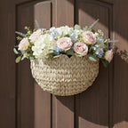 Wicker Wall Basket,Scalloped Hanging Wall Basket for Storage and Organizing,Wicker Decorative Storage Baskets for Flower,Magazine,Nursery,Front Door,Bathroom Boho Decor
