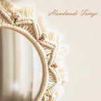 Artilady Macrame Hanging Wall Mirror - Boho Fringe Round Handmade Decorative Acrylic Mirror for Apartment Living Room Bedroom Baby Nursery Home Decor (Round)