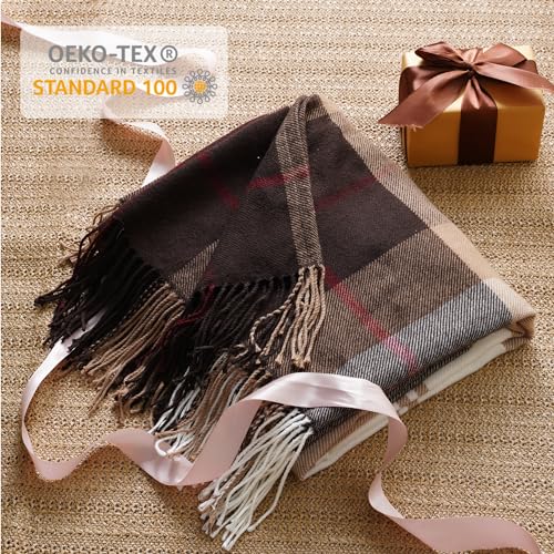 BATTILO HOME Brown Plaid Throw Blanket for Couch - Fall Plaid Blanket Buffalo Plaid Blankets - Lightweight Farmhouse Outdoor Throw Blankets for Bed, Sofa (50"x60", Coffee) - color: Coffee