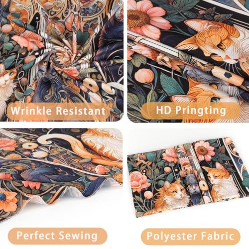 Apdidl Boho Floral Cute Wall Tapestry for Bedroom, Vintage Flower Cat Wall Hanging, Bohemian Style Orange and Black Cats Funny Tapestries, Animal Painting Art Poster for Girls Room Dorm Beach Decor (60" X 79") - color: Boho Wall Tapestry, size: 79"L x 60"