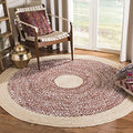 SAFAVIEH Cape Cod Collection 4' Round Rust / Natural CAP210P Handmade Braided Jute & Cotton Area Rug - color: Rust/Natural, size: 4' (Round)