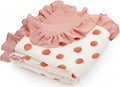Muslin Ruffled Baby Blanket, Extra Large 52 x 52 Inches, Soft Breathable Cotton Crib Blanket for Newborn Infant Toddler (Blush Berry-Ruffled, Printed)
