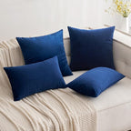 MIULEE Velvet Throw Pillow Covers 16x16 Inch, Pack of 2 - Dark Blue, Soft Solid Decorative Pillow Covers Farmhouse Modern Home Decor for Couch Sofa Bedroom Living Room