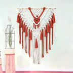 HARWAVE Macrame Wall Hanging, Handmade Boho Woven Wall Hanging with Tassel, Wall Decor for Bedroom Living Room Nursery Apartment (Purplish Red)