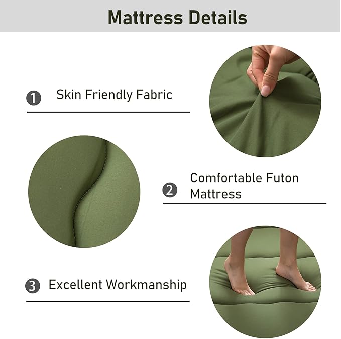 MAXYOYO Cot Japanese Floor Futon Mattress, Single Size Tatami Mat Sleeping Pad Foldable Roll Up Boys Girls Narrow Mattress Kids Lounger Pillow Bed