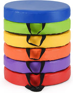Costzon 6-Piece 14 inch Kids Floor Cushion, 2.5" Thick Waterproof Daycare Preschool Round Foam Cushion with Handle for Toddlers, Soft Flexible Seating for Classroom, Home, Kindergarten or Nursery