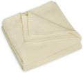 Knitted Full Size Throw Blanket - Lightweight Breathable Summer Soft Blanket of Polyester Imitation Cotton for Anti-Static,Luxury Throws for Bed, Couch and Sofa,Cream Cooling Throw Blanket