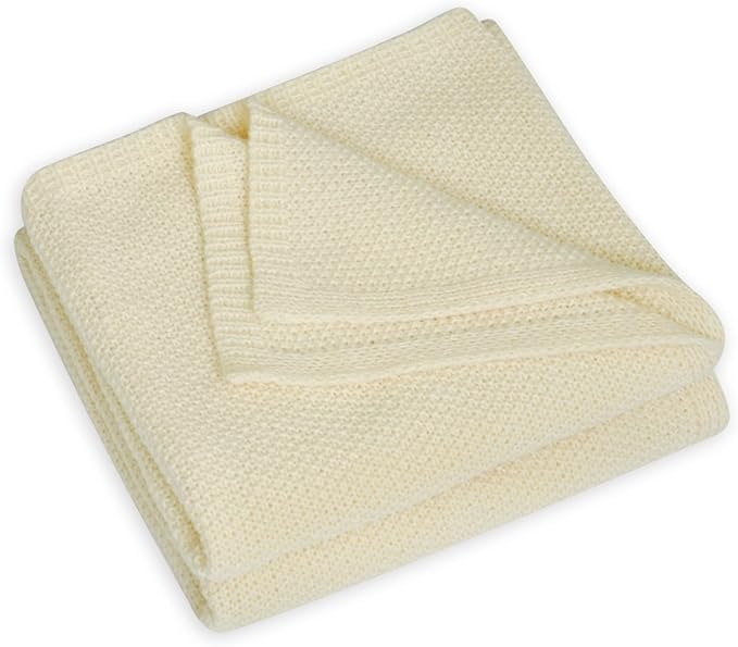 Knitted Full Size Throw Blanket - Lightweight Breathable Summer Soft Blanket of Polyester Imitation Cotton for Anti-Static,Luxury Throws for Bed, Couch and Sofa,Cream Cooling Throw Blanket