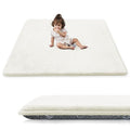 1.3" Thick Baby Play Mat for Floor, 79x79 Playpen Mat, Pro Soft Flannel Foam Mats Toddler Infant Kids Crawling for Nursery Rug Playroom Living Room Waterproof Easy Care Non-Slip (Ivory)