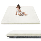 1.3" Thick Baby Play Mat for Floor, 79x79 Playpen Mat, Pro Soft Flannel Foam Mats Toddler Infant Kids Crawling for Nursery Rug Playroom Living Room Waterproof Easy Care Non-Slip (Ivory)
