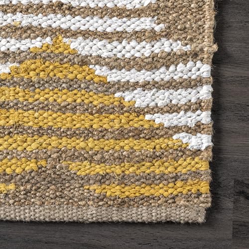 nuLOOM Hand Braided Marla Denim And Jute Diamonds Area Rug, 5x8, Yellow - color: Marla Yellow, size: 5' x 8' (Rectangular)