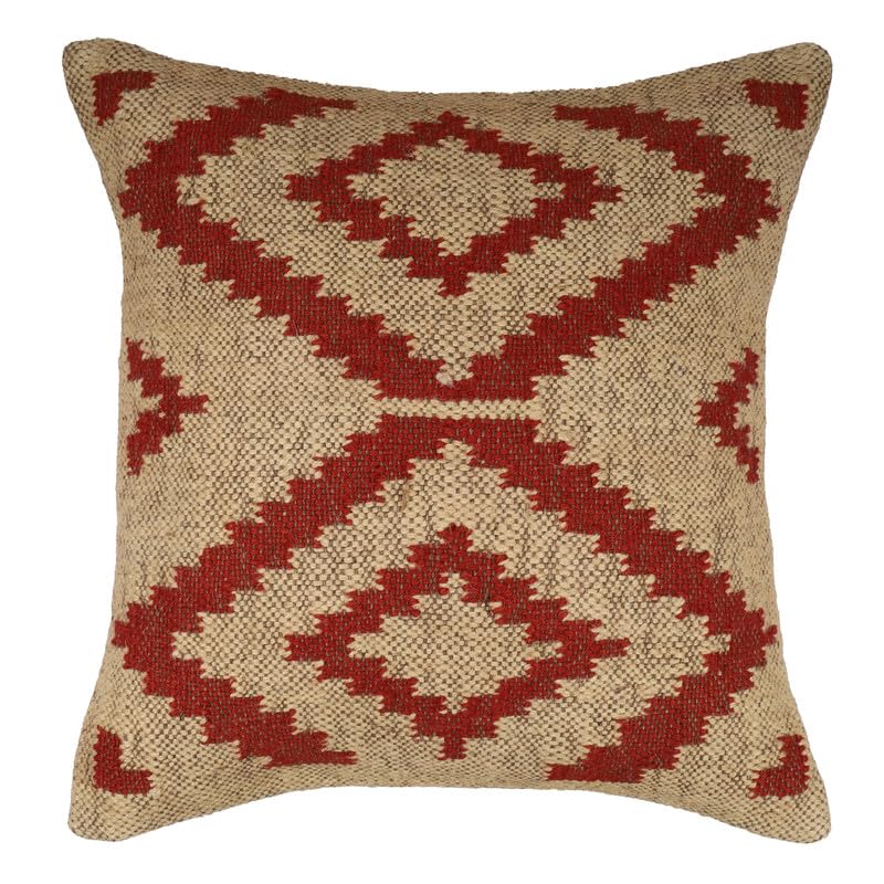 Indian Handmade Jute Pillow Covers 18x18 Inches Handwoven Kilim Rug Cushion Cases, Boho Oriental Decorative Throw Pillow Covers for Cozy Home Décor - color: Pattern 11