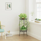 Plant Stand Indoor Outdoor, 2 Tier 27" Tall Metal Plant Stand Shelf, Heavy Duty Flower Pot Shelf for Corner, Patio, Garden, Office, Living Room