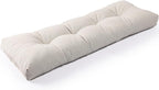 SUNROX LokGrip Non Slip Tufted Memory Foam Bench Cushion, FadeShield Water Resistant Durable Thicken Outdoor/Indoor Bench Seat Pads 59x16x4 inch, Cream