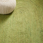 SAFAVIEH Natural Fiber Collection Area Rug - 2'6" x 4' Oval, Green & Natural Brown, Handmade Jute, Braided Border Design (NF801G) - color: Green/Natural, size: 2'6" x 4' (Oval)