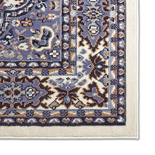 Home Dynamix Premium Sakarya Traditional Medallion Border Area Rug, Porcelain, 3'7"x5'2" Rectangle - color: Ivory/Blue, size: 3'7" x 5'2" (Rectangular)