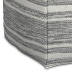 SIMPLIHOME Carina Contemporary Square Woven Pouf in Black Melange, White Wool for the Living Room, Bedroom and Kids Room - color: Black Melange, White, style: Wool Pouf