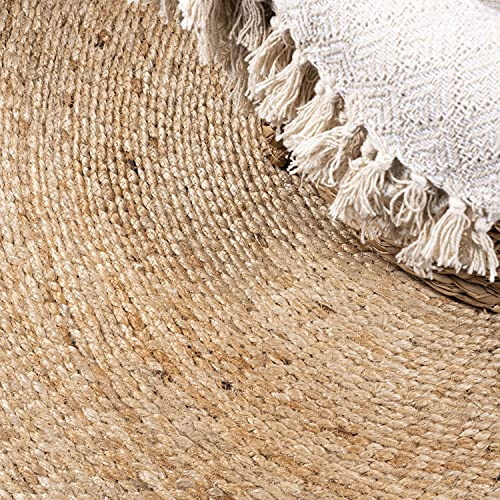 JONATHAN Y Soleil Jute Braided Circle Natural 6' Round Indoor Area Rug, Natural-Fibers, Geometric, Easy-Cleaning for Living Room, Bedroom, Kitchen, Pet Friendly, Non-Shedding (RNF103A-6R) - size: 6' (Round)