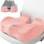 Seat Cushion, Chair Cushions, Office Chair Cushions, Anti-Slip Bottom & Removable Cover Tailbone Pain Relief Cushion, Memory Foam Seat Cushion for Office, Wheelchair, Car (Pink)