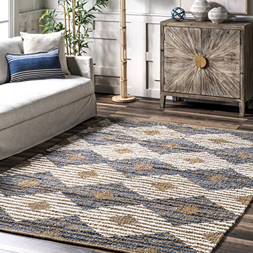 nuLOOM Hand Braided Marla Denim And Jute Diamonds Area Rug, 5x8, Off-white - color: Marla Off-white, size: 5' x 8' (Rectangular)