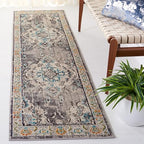 SAFAVIEH Monaco Collection Runner Rug - 2'2" x 6', Grey & Light Blue, Non-Shedding & Easy to Clean, Distressed Medallion Design, Ideal for Hallway, Foyer, Entryway, Kitchen, Bedroom (MNC243G) - color: Grey/Light Blue, size: 2'2" x 6' (Runner)