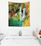 EMMTEEY Nature Tapestry Tranquil Waterfall Scenery in Autumn Forest Hanging Tapestry Wall Art 60X50 Tapestries for Men