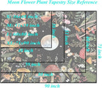 Jhdstore Moon Tapestry for Bedroom Boho Tapetry Wall Hanging Botanical Plant Wall Tapestries Small 36x48 Inch