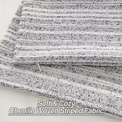 Slow Cow Boho Chenille Textured Woven Stripe Throw Pillow Covers 18x18 Decorative Cushion Cover Square Chenille Pillow Case for Sofa Couch Bed - color: Grey, size: 18" x 18" (Pack of 1)