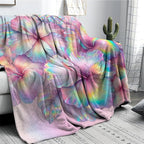 Rainbow Hibiscus Throw Blanket Soft Flannel Fleece Bed Blanket Tropical Flowers Hibiscus Throw Blanket All Season Warm Fuzzy Light Weight Cozy Plush Blankets for Living Room Bedroom 40"x50"
