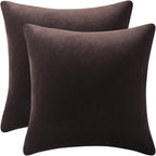 Throw Pillow Covers 16x16 Chocolate Brown: Pack of 2 Cozy Soft Velvet Square Modern Luxury Decorative Throw Pillow Cases for Sofa Couch Living Room Bed Home Decor