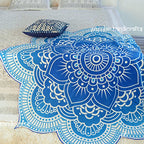 Popular Handicrafts Round Tapestry Wall Hanging Hippie Mandala Bohemian Hippy Intricate Indian Tapestries Bedspread 70 Inches,(183cm) Turqouise