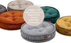Round Floor Cushion, Floor Pillow Thick Floor Seating, Comfortable Supportive, Quilted Soft Booster Seat Pad for Yoga Meditation, Yoga Cushion, 56 cm 22 inch, Ibiza, Light Grey