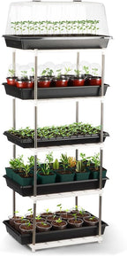 5 Layer Seed Starter Tray, Plant Stand, Storage for Nursery Pot Seedling Cell Tray Container Indoor/Outdoor Plant Rack Holder (White)